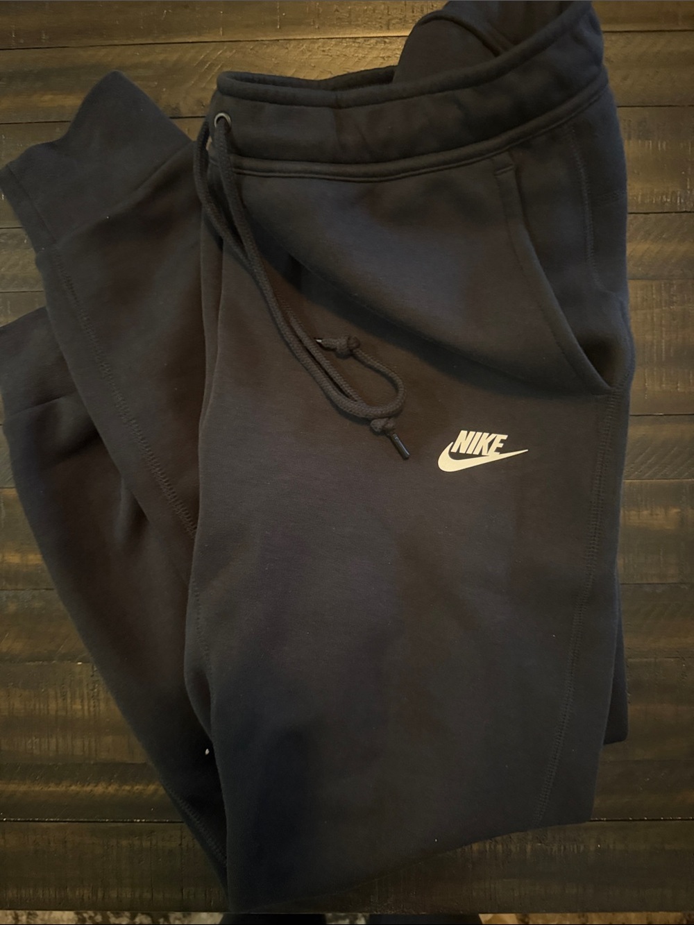 Nike Kids Black Jogger Sweatpants with White Swoosh